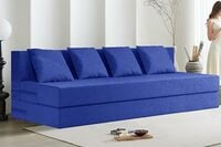 Rosebell Jute Fabric Sofa Cum Bed Blue 6x6 Ft
