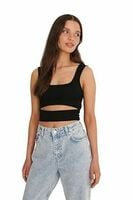 Bazaar Ribbed Square Neck Cut Out Spaghetti Top