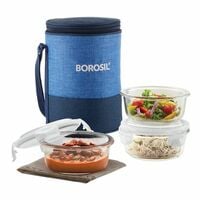 Borosil Prime Borosilicate Glass Lunch Box Set with Bag