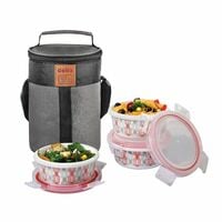 Cello Red Trellis Opalware Lunch Box