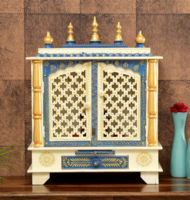 Multicolor Sheesham Wood & MDF Mandir