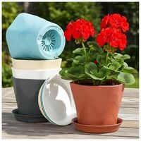SWAPKART 5.7-Inch Hexagon Plastic Flower Pots with Drainage Tray