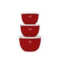 Classic Essentials 3-Piece Stainless Steel Microwave Safe Bowl Set (Red)